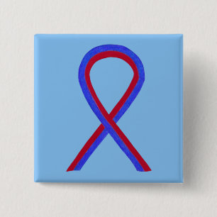 Bóton Quadrado 5.08cm Pinos do botão de consciência vermelho e azul