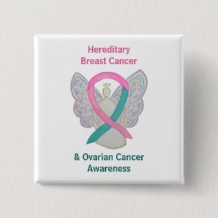 Bóton Quadrado 5.08cm Pinos Hereditários de Consciência da Mama e do Cân