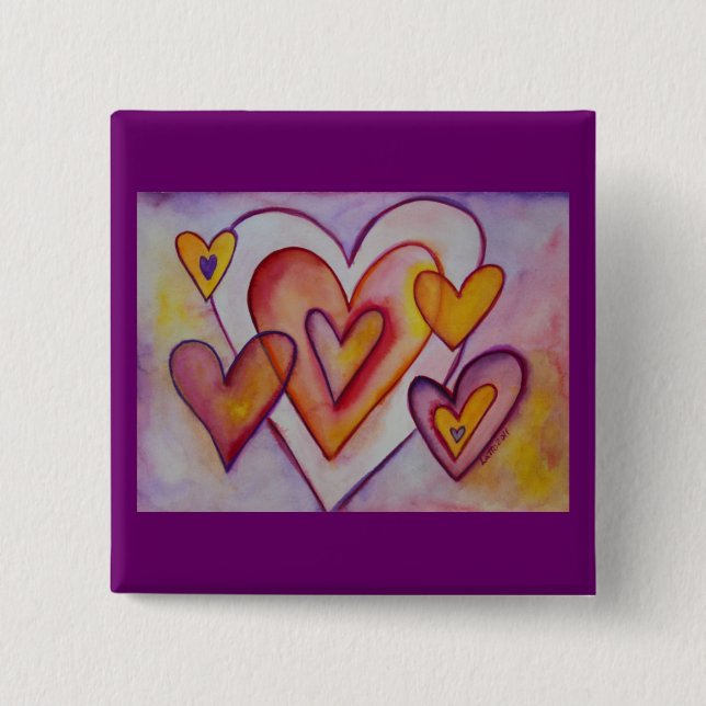 Bóton Quadrado 5.08cm Pinos Personalizados de Botões de Amor (Frente)