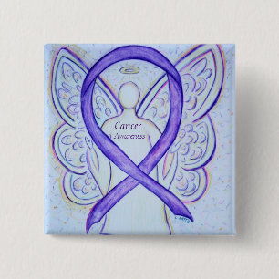 Bóton Quadrado 5.08cm Pinos Personalizados do Anjo da Fita Violeta de Se