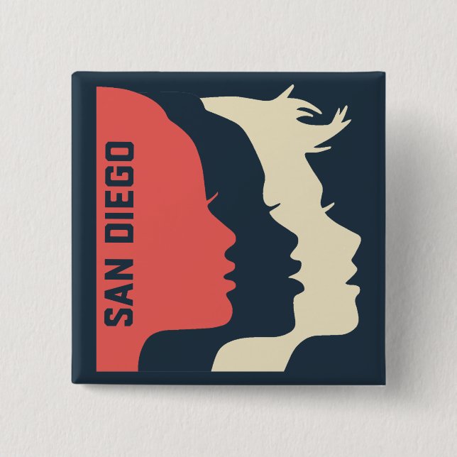 Bóton Quadrado 5.08cm Pinos quadrados gerais de WMSD (Frente)