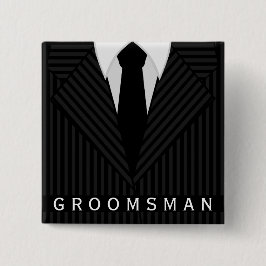 Bóton Quadrado 5.08cm Pinstripe Suit Bachelor Party Groomsman Square Pin