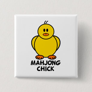 Bóton Quadrado 5.08cm Pintinho de Mahjong
