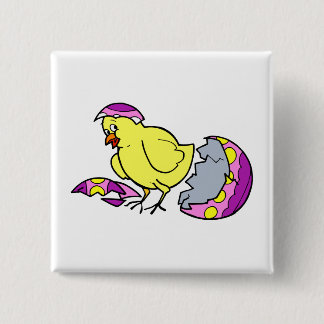 Bóton Quadrado 5.08cm pintinho que choca o ovo amarelo roxo