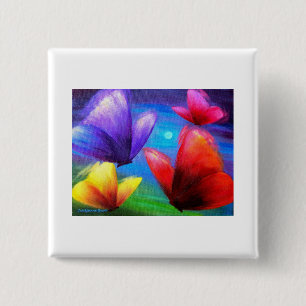 Bóton Quadrado 5.08cm Pintura da arte da borboleta - multi