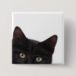 Bóton Quadrado 5.08cm Pintura digital de Gatinho curiosa