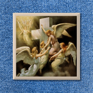 Bóton Quadrado 5.08cm Pintura dos Anjos da Vintagem do Rock of Ages