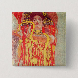 Bóton Quadrado 5.08cm Pintura Dourado do cobra da mulher vermelha de
