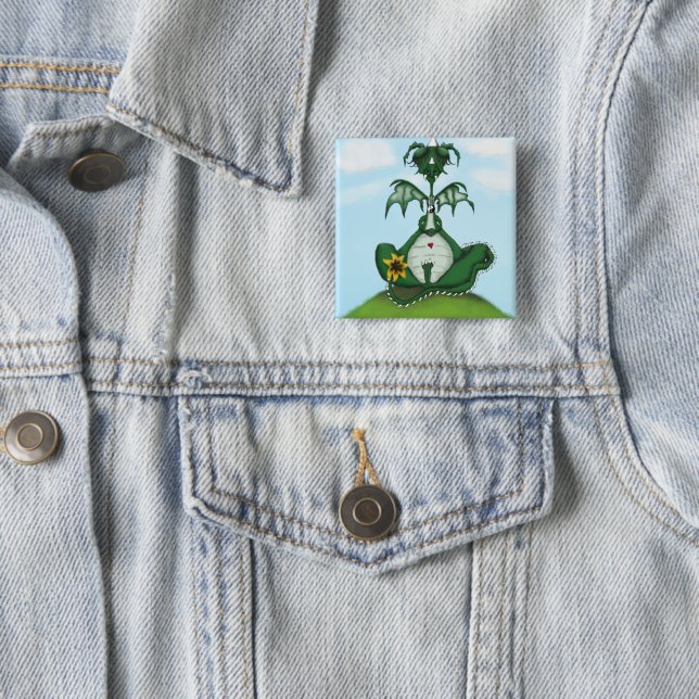 Bóton Quadrado 5.08cm Pintura Engraçada de Yogi Dragon (In Situ)