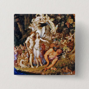Bóton Quadrado 5.08cm Pintura feericamente "Oberon e Titania "
