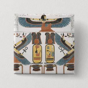 Bóton Quadrado 5.08cm Pintura mural dos túmulos dos reis em Thebes,