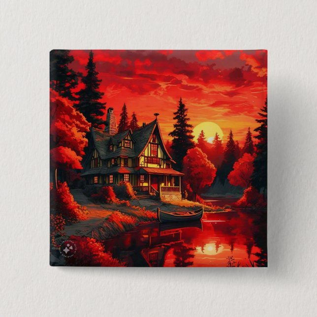 Bóton Quadrado 5.08cm Pintura solar com algodão e lago-66633 (Frente)