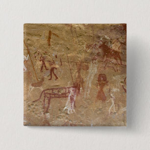 Bóton Quadrado 5.08cm Pinturas rupestres pré-históricas, Akakus, Saara