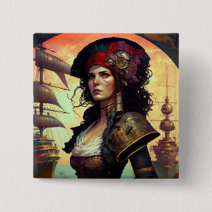 Bóton Quadrado 5.08cm Pirate Woman Fantasy Art