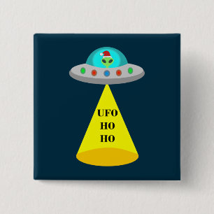 Bóton Quadrado 5.08cm Pires voadoras de Alienígena de Ho Ho de Natal