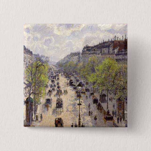 Bóton Quadrado 5.08cm Pissarro - Boulevard Montmartre, Primavera (Frente)