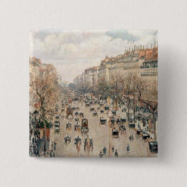 Bóton Quadrado 5.08cm Pissarro - Boulevard Montmartre, Tarde Sun (Frente)