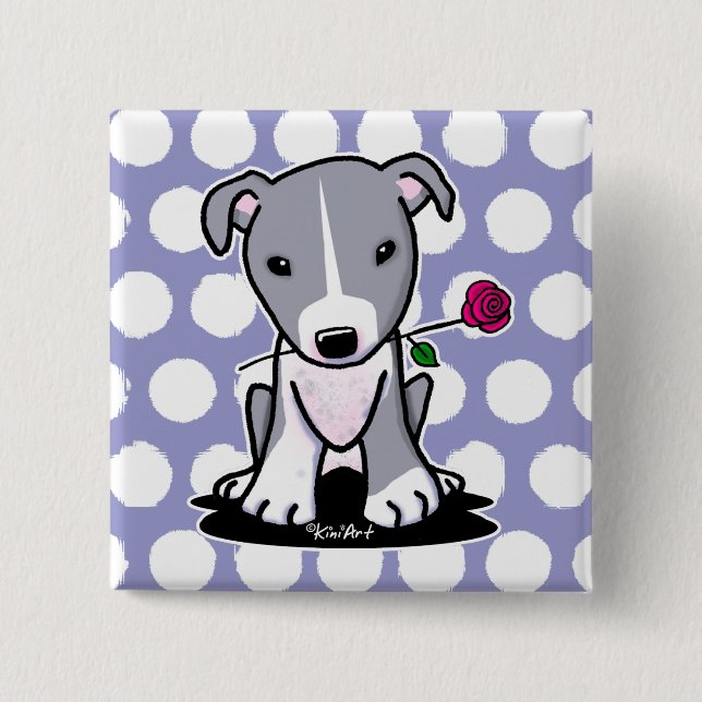 Bóton Quadrado 5.08cm Pit Bull Com Flor (Frente)