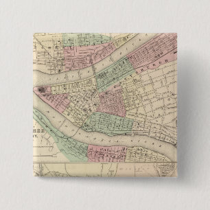Bóton Quadrado 5.08cm Pittsburgh e Allegheny, Pensilvânia