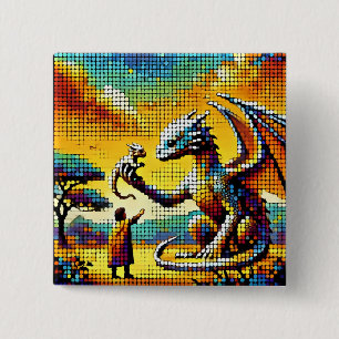 Bóton Quadrado 5.08cm pixelated image of a dragon trainer