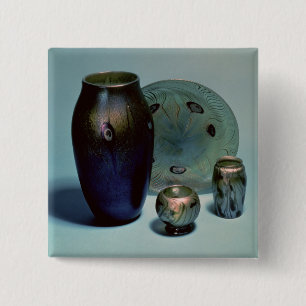 Bóton Quadrado 5.08cm Placa e vasos favrile de Tiffany