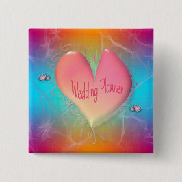 Bóton Quadrado 5.08cm Planeador de Casamento Cor-de-Rosa Bril AH2010