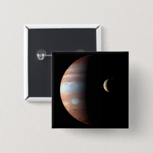 Bóton Quadrado 5.08cm Planeta Gigante Gasoso Júpiter e Lua Galileana Io