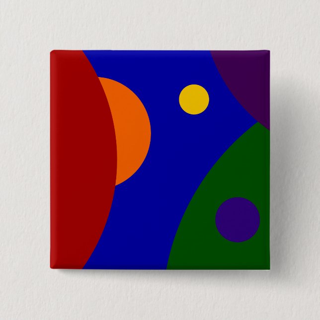 Bóton Quadrado 5.08cm Planetas do arco-íris (Frente)