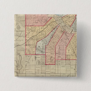 Bóton Quadrado 5.08cm Plano da Cidade de Minneapolis e Vizinhança