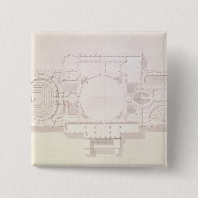 Bóton Quadrado 5.08cm Plano da história principal do Capitólio, (Frente)