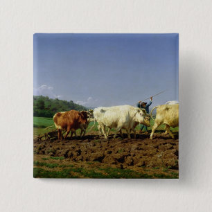 Bóton Quadrado 5.08cm Ploughing em Nivernais, 1849