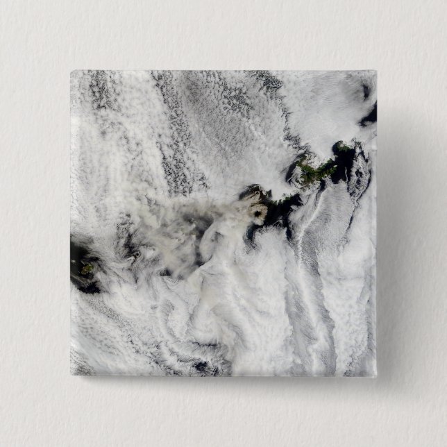 Bóton Quadrado 5.08cm Pluma do vulcão Okmok, Ilhas Aleutas (Frente)