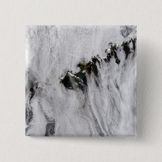 Bóton Quadrado 5.08cm Plumas do vulcão Okmok, Ilhas Aleutas (Frente)