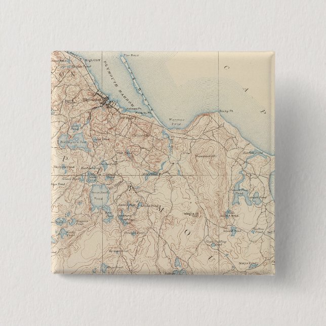 Bóton Quadrado 5.08cm Plymouth, Massachusetts (Frente)