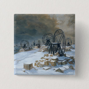 Bóton Quadrado 5.08cm Poços em Gentilly na neve, 1879