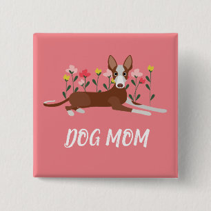 Bóton Quadrado 5.08cm Podenco Cachorro Rosa Personalizável