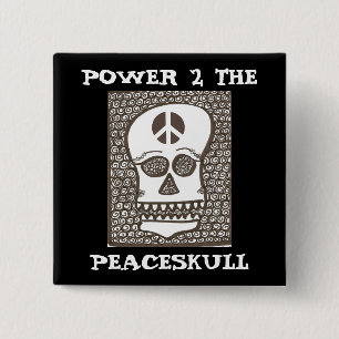 Bóton Quadrado 5.08cm Poder ao botão do peaceskull