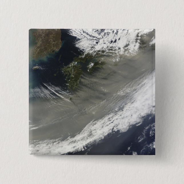 Bóton Quadrado 5.08cm Poeira sobre o Japão (Frente)