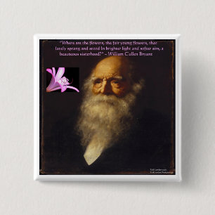 Bóton Quadrado 5.08cm Poema da Flor de William Cullen Bryant