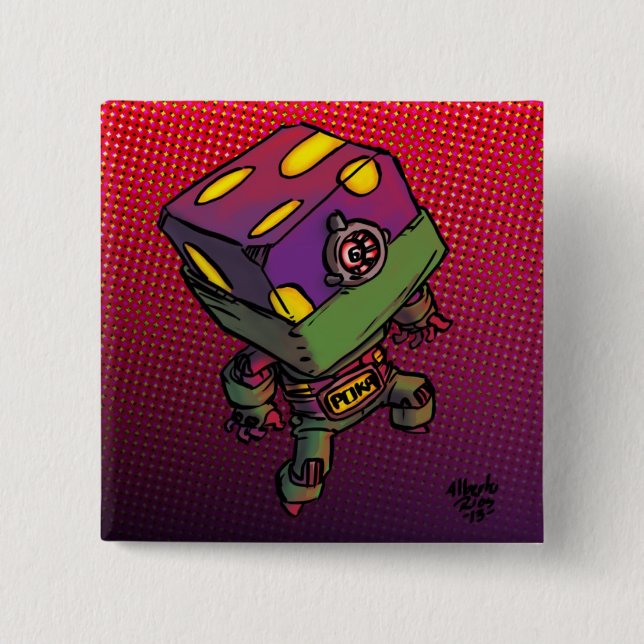 Bóton Quadrado 5.08cm Poka (Frente)