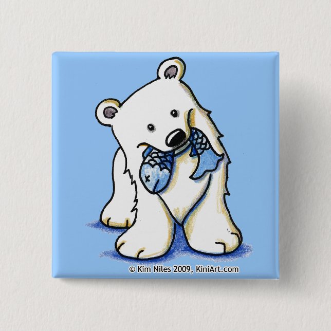 Bóton Quadrado 5.08cm Polar Bear Button (Frente)