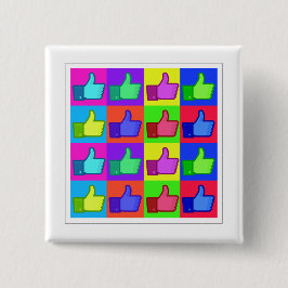 Bóton Quadrado 5.08cm Polegares acima!