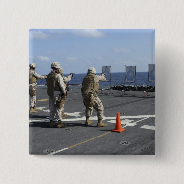 Bóton Quadrado 5.08cm Polícia militar treina com Berretta M9 (Frente)