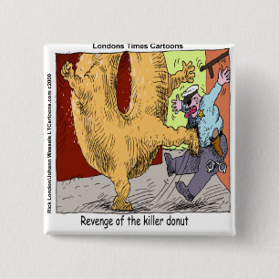 Bóton Quadrado 5.08cm Polícia Vs Rosquinha Cartoon Engraçado