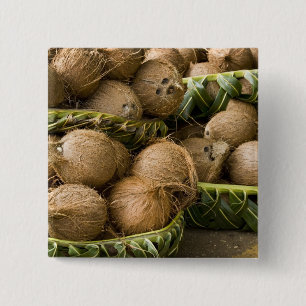 Bóton Quadrado 5.08cm Polinésia, Reino de Tonga. Exposição de cocos