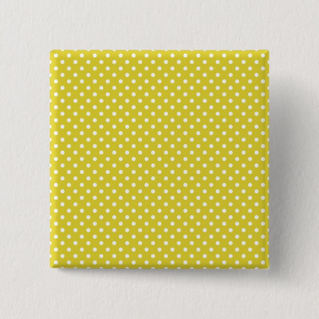 Bóton Quadrado 5.08cm Polkadot Amarelo e Branco (Frente)