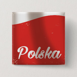 Bóton Quadrado 5.08cm Polska, poster das viagens vintage do Polônia