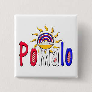Bóton Quadrado 5.08cm Pomalo - Relaxação Croata com Sol e Arco-íris