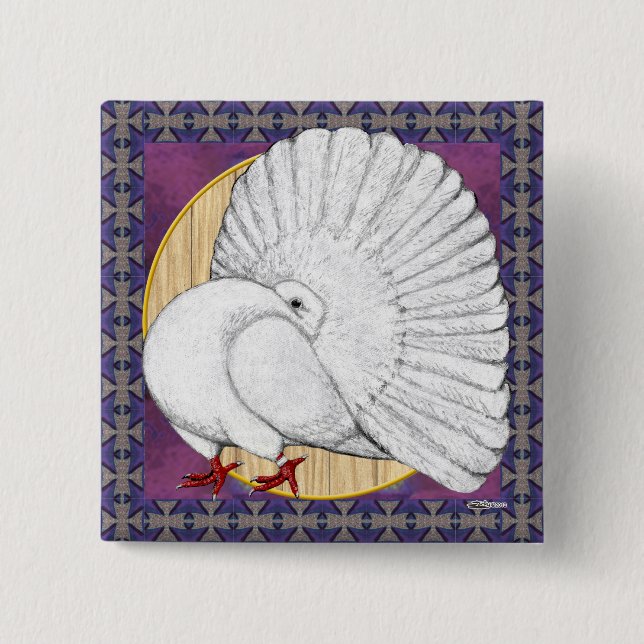 Bóton Quadrado 5.08cm Pombo-Cana Branco Com Fundo (Frente)