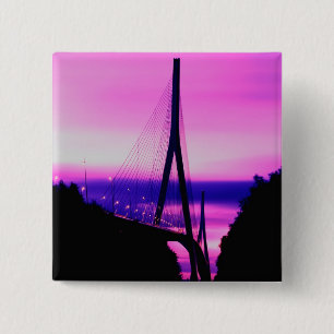 Bóton Quadrado 5.08cm Ponte da Normandia, Le Havre, França 2